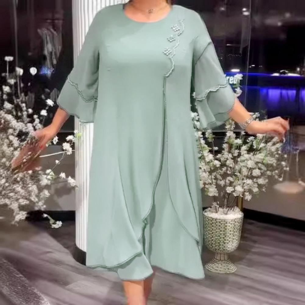 Vestido Camila™ Com Acabamento em Camadas e Brilhos/ O Vestido das Mulheres Elegantes!