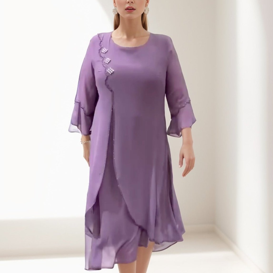 Vestido Camila™ Com Acabamento em Camadas e Brilhos/ O Vestido das Mulheres Elegantes!