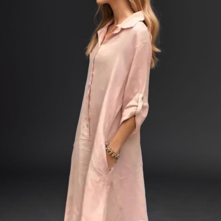 Vestido Cecília™ em Linho de Algodão/ Elegante, Casual e Charmoso