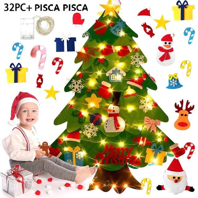 Árvore de Natal em Feltro/ Faça a criançada feliz + Pisca Pisca de Brinde